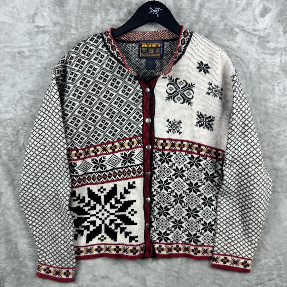 Vintage Woolrich Nordic Cardigan Cotton‎ Blend Womens XL 90s Holiday Utility